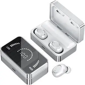 Gemdeck Wireless Headphones Wireless Earbuds Bluetooth 5.2 Earphones Headset White