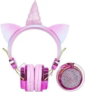 Gemdeck Kids Unicorns Headphones with Mic for Travel/Car/Plane, Unicorns Wired Headsets with Cable
