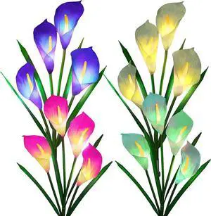 Gemdeck 4 Pack Solar Garden Calla Flowers Lights, LED Soalr Outdoor Lights Decor