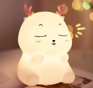 Gemdeck Cute Deer Night Light Lamp for Kid, Mins Timer, 7 Colors Portable Nursery Night Lights for Bedroom