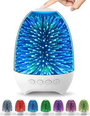 Gemdeck Night Light Bluetooth Speaker, 3D Glass Touch Control Bedside Table Lamp 7-Color LED Portable Wireless Speakers