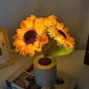 Gemdeck 3 USB Head 22, Artificial Sunflower in Pot with LED Night Light