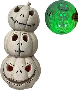 Gemdeck Halloween Decor Ghost With Pumpkin Light Up Jack-o'-lantern Ceramic Pumpkin Light E