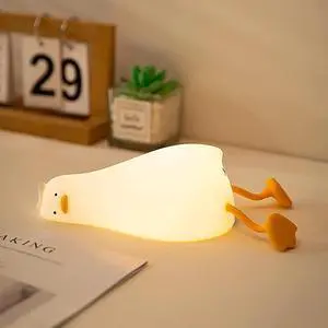 Gemdeck Lying Flat Duck Night Light, LED Squishy Duck Lamp, Silicone Dimmable Nightlight