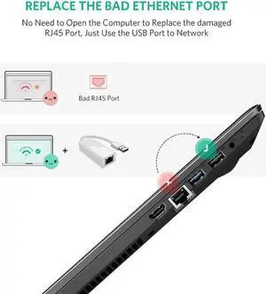 Network Adapter USB 3.0 to Ethernet RJ45 Lan Gigabit Adapter for 10/100/1000 Mbps Ethernet Supports Nintendo Switch, White