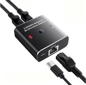 2.5G/5G RJ45 Network Ethernet Bi-Directional Switch Adapter, Ethernet Selector Suitable Super Cat5-8, Cmpatible with ADSL, Hubs, TVs, Set-top Boxes, Routers, Wireless Devices, Computers
