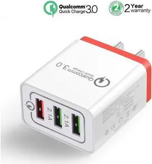 Quick Charge 3.0 Lightning Cable Fast Wall Charger 3 Ports Tablet iPad Phone Charger Adapter Qualcomm Travel Plug For iPhone X/8/8+/7P Samsung S9/S8/S7/Edge/Note Wireless Charger