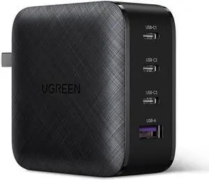 [Extreme Compact GaN Technology] PD Fast Charger 65W 4-Port GaN Tech USB C Wall Charger Foldable Plug, PD/QC3.0 Type C Rapid Charger for iPhone 12/11/XS/XR/X/iPad/Airpods