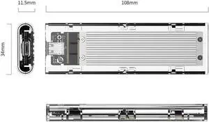 M.2 NVME PCIE SSD to USB 3.1 USB C External Enclosure Only M.2 M-Key to Type C GEN2 10GBPS Adapter M.2 PCIE SSD Hard Disk Box for 2230/2242/2260/2280 PCIe NVMe M-Key SSD up to 2TB-Silver