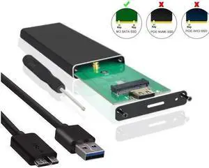 M.2 SSD USB3.0 Enclosure, NGFF Portable USB 3.0 Case, External M.2 SSD Reader, M.2 B-Key and B&M Key Solid State Drive Adapter Converter as External Hard Drive Support 2230 2242 2260 2280