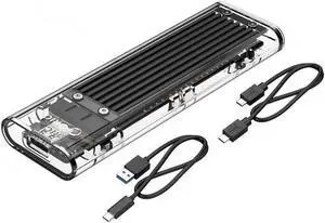 M.2 NVME PCIE SSD to USB 3.1 USB C External Enclosure Only M.2 M-Key to Type C GEN2 10GBPS Adapter M.2 PCIE SSD Hard Disk Box for 2230/2242/2260/2280 PCIe NVMe M-Key SSD up to 2TB-Black