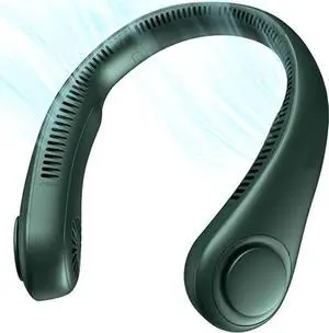 Gemdeck Portable Neck Fan, 3000 mAh Hands Free Bladeless Fan,Wearable Personal Fan 3 Speeds Green