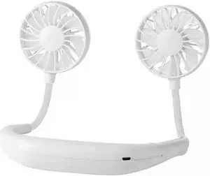 Gemdeck Neck Fan Portable Personal Hand Mini Lazy person USB Neck Fan 360 Degree Rotation Cooling Handheld Wearable Suitable Fan White