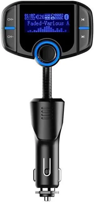 Bluetooth FM Transmitter Car Radio Audio Adapter MP3 Player Handsfree Car Kit with Dual USB Ports QC3.0/2.4A 1.7inch LED Display Car Voltage Play TF Card/USB Flash Drive