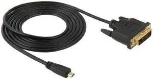 Premium High Speed Micro HDMI-compatible to DVI 24+1 Pin Cable Male to Male for HD Quality Video Transmission
