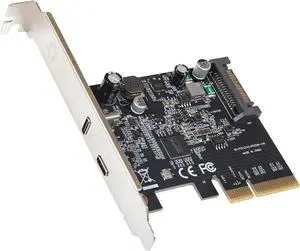 IO CREST USB-C 3.2 Gen 2x2 + 20W QC Power Delivery PCI-e Gen 3 x4 Expansion Card SATA Powered ASMedia ASM3242