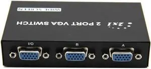 2 in 1 Out 2 Port VGA Selector Box VGA/SVGA Manual Sharing Selector Switch Box Switcher Splitter for LCD PC Monitor 2 in 1 Out 2 Port VGA Selector Box VGA/SVGA Manual Sharing Selector Switch Box Switcher Splitter for LCD PC Monitor