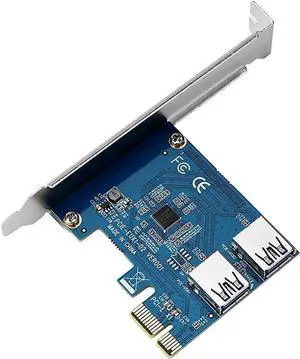 PCIe 1 to 2 PCI Express 1X Riser Card 2 in 1 PCI-E Expansion Card 2 Ports USB3.0 Adapter for Bitcoin Mining Device Rabbet Ethereum Mining ETH