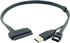 USB to SATA Cable Cord SATA eSATA Data Power Cable 2.5" inch Hard Disk Drive SATA 22Pin TO Esata Data + USB Powered Cable 50cm