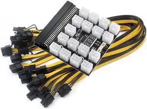 Kit de placa de arranque de 17 puertos con 17 piezas, 6 pines a 6 + 2 pines, 8 pines, Cables de alimentación macho para fuente de alimentación de minería GPU BTC de 1200W/750W