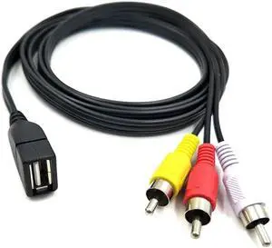 USB to RCA Cable,3 RCA to USB Cable,AV to USB, USB 2.0 Female to 3 RCA Male Video A/V Camcorder Adapter Cable for TV/Mac/PC 5ft