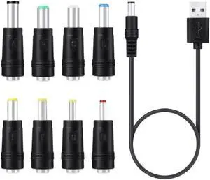 Universal 5V for Dc Power Cable USB to for Dc 5.5x2.1mm 3.5mm 4.0mm 4.8mm 6.4mm Plug Charging Cord Adapter Fit for Route