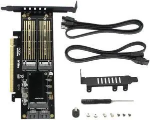3 in 1 NGFF and MSATA SSD Adapter Card M.2 NVME to PCIe 16X/M.2 SATA SSD to SATA III/MSATA to SATA Converter