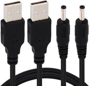 [2 Pack] 3FT USB to DC 3.5mm x 1.35mm Barrel Jack Adapter Connector 5V DC Power Charger Cable Charging Cord USB to DC 3.5 x 1.35