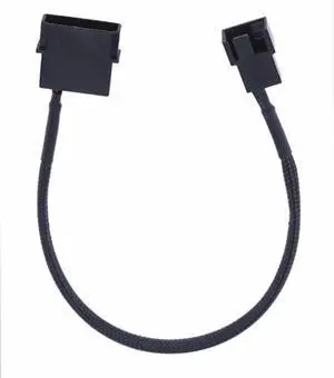 4pin IDE Molex to 1-Port 3Pin/4Pin Cooler Cooling Fan Splitter Power Cable Black Sleeved Connector Converter
