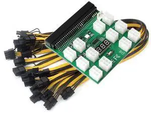 Power Module Breakout Board Kit With 12pcs 6Pin Male to 6+2Pin 8Pin Male Power Cables For 1200W/750W GPU Mining Power Supply