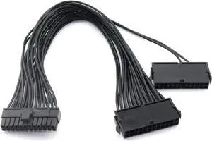 Traodin SATA Cables, Dual PSU Power Supply 24-Pin Adapter Cable for ATX Motherboard 18AWG - 1FT