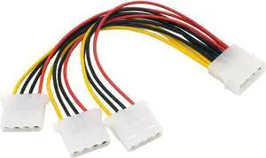 10cm IDE 4 Pin Male to 3 IDE Female Y Type Splitter Power supply Extension Cable for Hard Disk