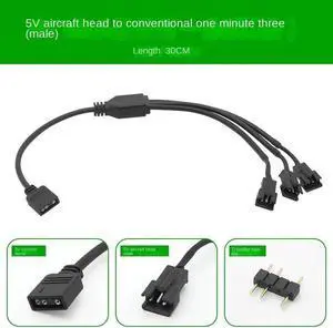 5V 3PIN 1 to 3 Computer motherboard Splitter Convert Cable SM3P RGB fan adapter male connector(male 3pin 1 to 3)