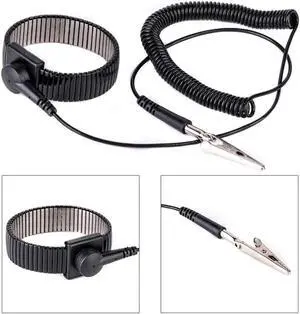 Flexible PU Cable Metal Anti-static Anti-friction Adjustable Strap Grounding Bracelet Metal Wire Wrist Band