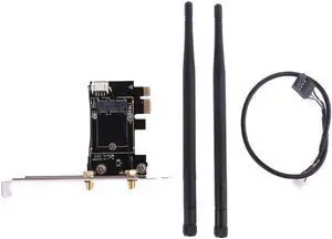 Wireless Card to pci E-1X to NGFF-Ekey PCIE Laptop Pc WIFI WLAN Card Adapter Dual Antenna Adapter Board