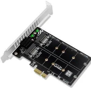 PH58 2 x M2 SATA to PCIE Adapter Card Double Disc Display Card Splitter Expansion Card PCIe X1 to NGFF M2 SATA SSD-AB01