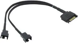 27cm/9.84in Sleeved SATA 15Pin To 2 Way 3Pin 4Pin Fan Power Adapter Extension Cable Wire Cord Computer Cooling Systerm Lines(SATA to 2 small 4P)