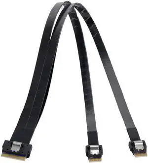 PCI-Express Cable SFF-8654 8i 74Pin Male to Dual SFF-8654 4i 38Pin Male PCI-E Ultraport Slimline SAS Slim 4.0 Cable 40cm PCI-Express Cable SFF-8654 8i 74Pin Male to Dual SFF-8654 4i 38Pin Male PCI-E Ultraport Slimline SAS Slim 4.0 Cable 40cm