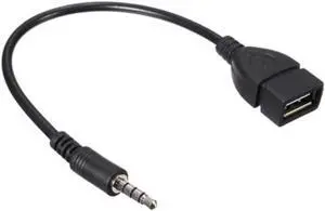 1pcs 3.5mm Male Audio AUX Jack to USB 2.0 Type A Female OTG Converter Adapter Cable