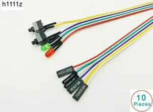 10pcs Desktop PC Computer Switch Cable Power Cable Power Re-starting Reset HDD 2 Switch 2 LED for Bitcoin Miner Antminer Mining