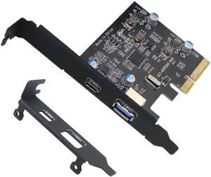 PCI-E PCI Express to USB 3.1 Gen2 10Gbps Hub Type A and Type C 2-Port PCIe Expansion Adapter Card For Windows 7/8/8.1/10/Linux