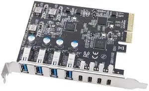 PCIE USB3.2 GEN2 10Gbps Expansion Card PCI Express X4 to 4 Port TYPE A + 4 Port TYPE C Adapter USB HUB for Desktop PC-AB01