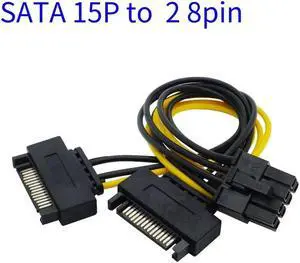 Dual 15Pin SATA Male to PCI-E PCI Express Graphics Video Display Card 8Pin Male Power Supply Cable CORD 18AWG Wire for PC DIY(20cm) Dual 15Pin SATA Male to PCI-E PCI Express Graphics Video Display Card 8Pin Male Power Supply Cable CORD 18AWG Wire for PC DIY(20cm)