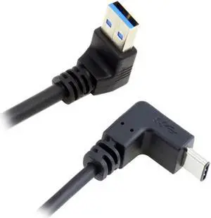 USB 3.1 USB-C Up & Down Angled to 90D Down Angled A Male Data Cable for Laptop