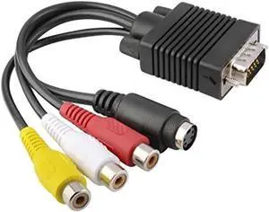VGA SVGA to S-Video 3 RCA AV TV Out Cable Adapter Converter Computer Monitor