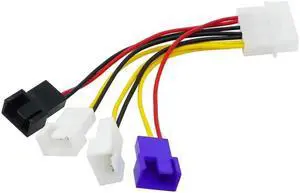 1pcs 4-Pin M-olex To 3-Pin Fan Power Cable Adapter Connector 12v*2 / 5v*1 Computer Cooling Fan Cables for CPU PC Case Fan