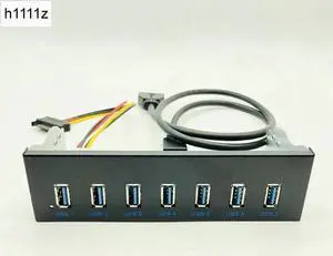 7 Port USB 3.0 Hub 5Gbs 5.25" CD-ROM Drive Bay CD ROM Front Panel for Computer Case + USB 3.0 19-pin Header to Type-A Male Cable