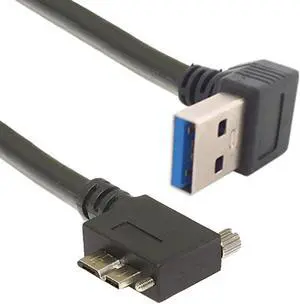 Locking Screws Panel Cable Down Direction Right Angled 90 Degree A plug to Micro B Plug USB 3.0 Left Angled 0.4M