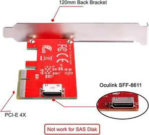 Express 4.0 x4 to Oculink Host Adapter for PCIe SSD PCI-E 3.0 SFF-8612 SFF-8611