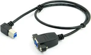 USB 3.0 Back Panel Mount B Type Female To Right Angled 90 Degree B Type Male Extension Cable 0.5m